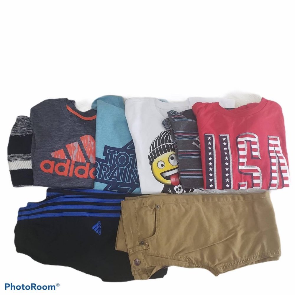 Boy 8 pc bundle sz 7 all season Nautica Adidas